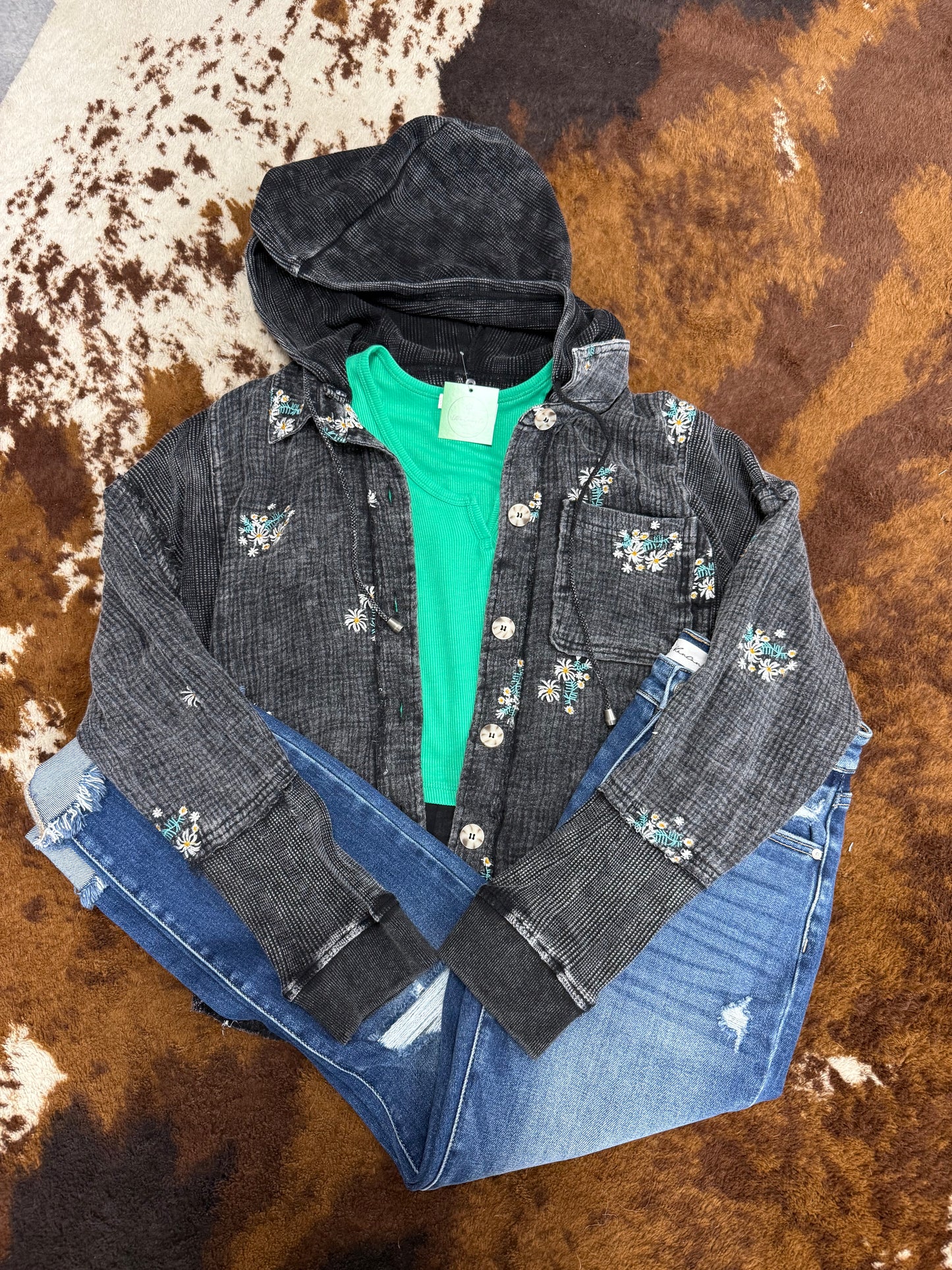 Embroided Flower Hoodie
