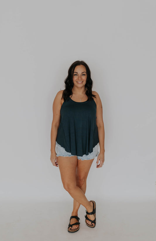 Blue criss cross tank