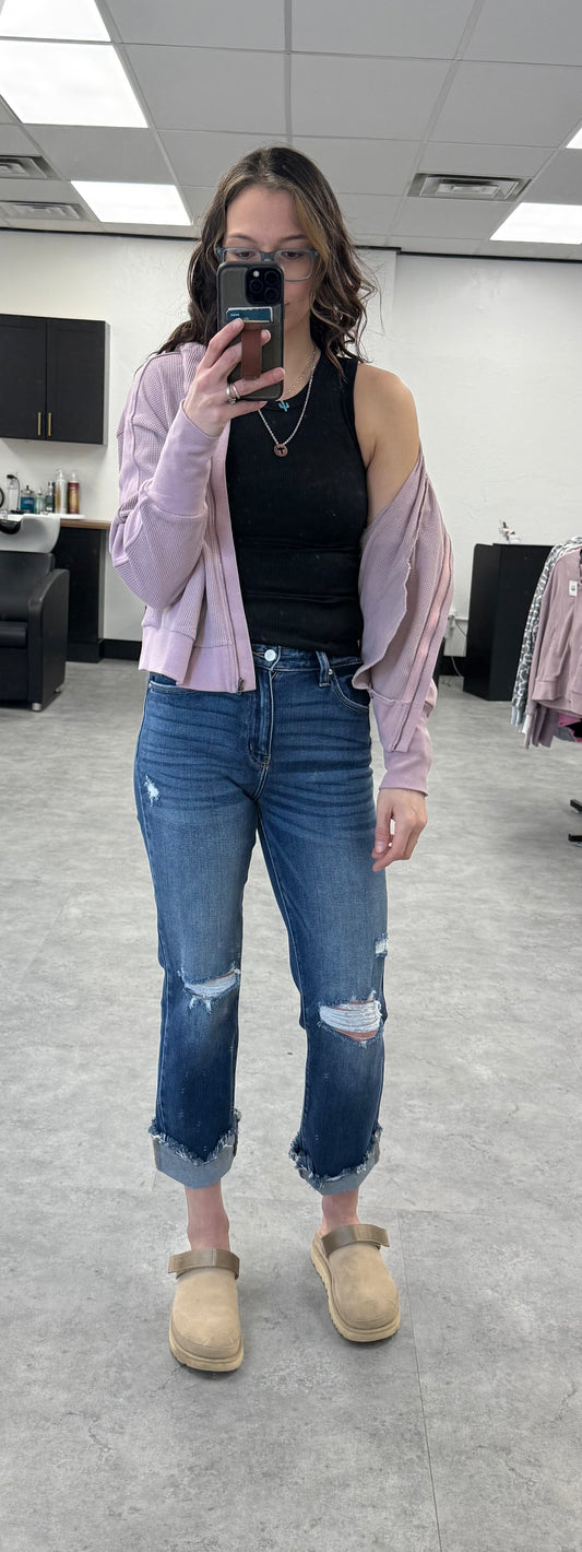 Purple Waffle zip up