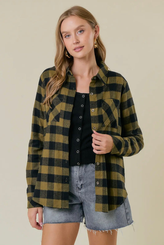 Green Plaid Button Up