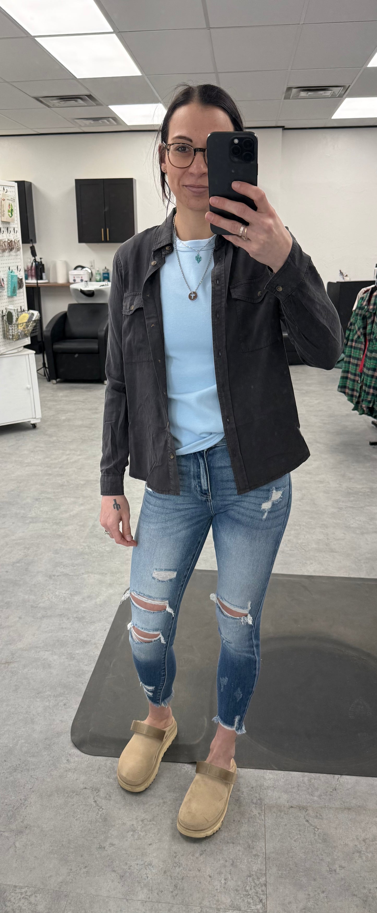 Charcoal button up