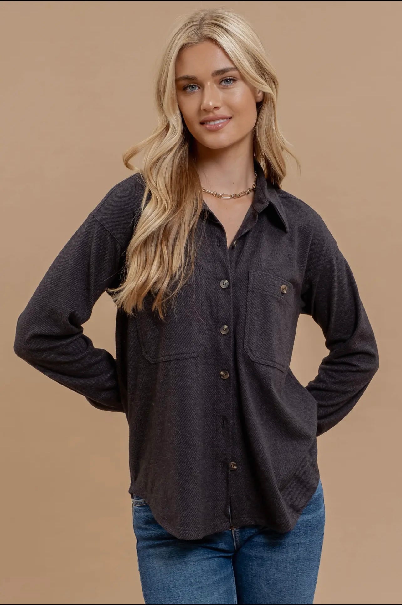 Charcoal button down