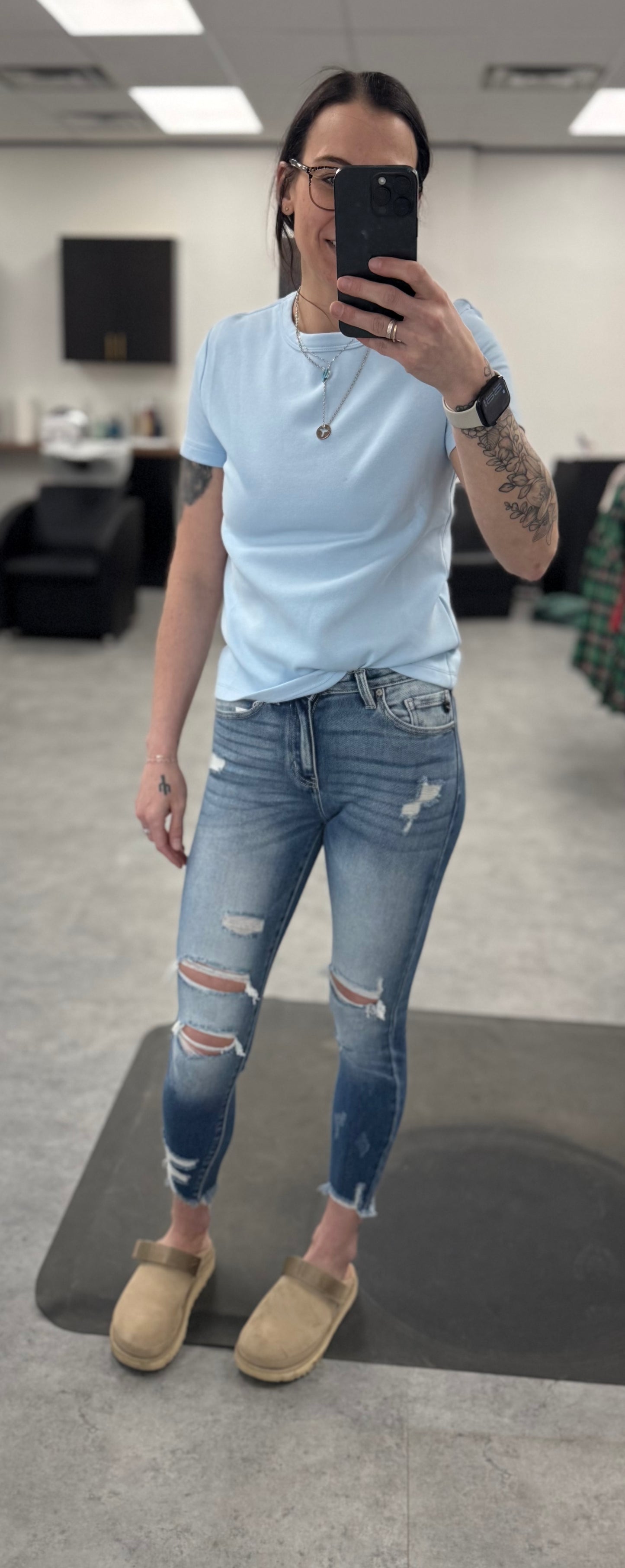 Blue knit tee