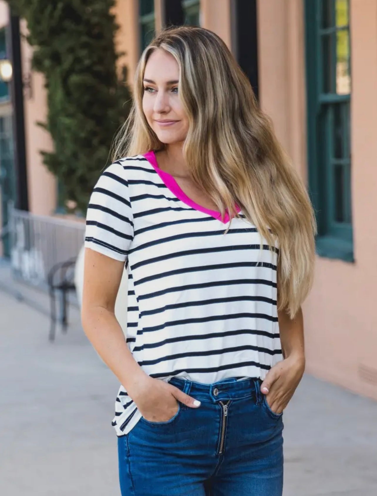 Pink collared stripes