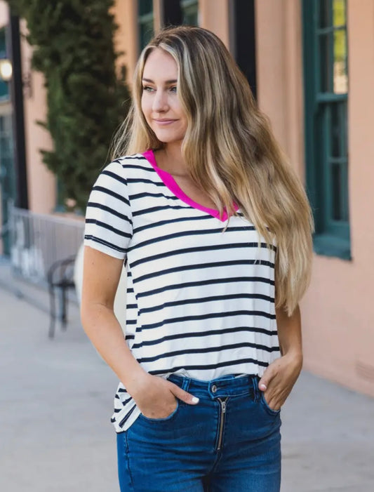 Pink collared stripes