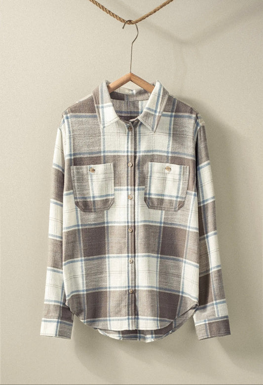 Blue plaid button up