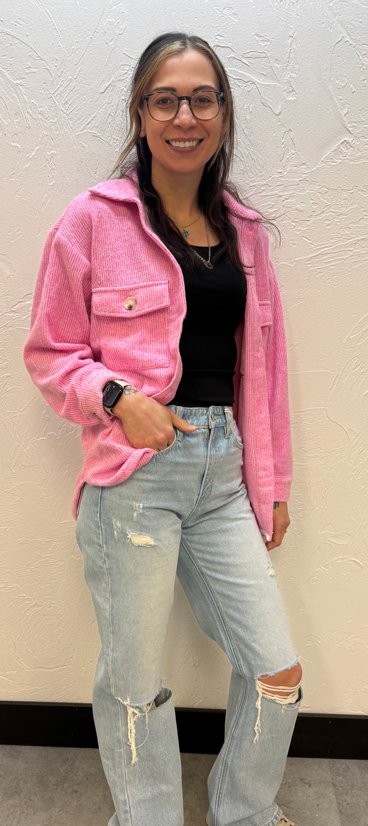 Pink Waffle Knit Shacket