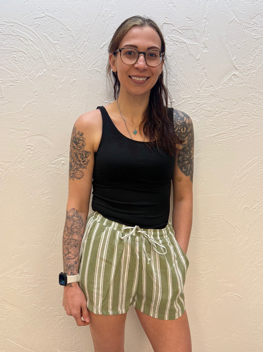 Striped Olive Shorts